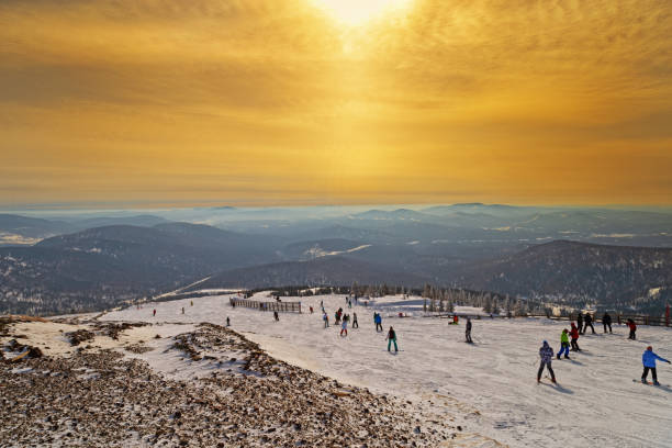 istock Beautiful sunset in mountains. Dramatic overcast sky. Peak, cloud and sky. Mountain landscape. 1065341202