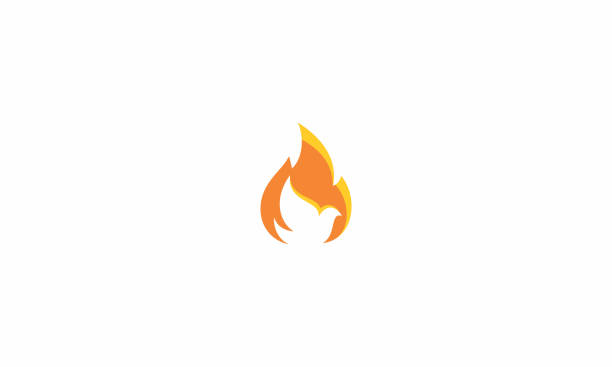 ilustraciones, imágenes clip art, dibujos animados e iconos de stock de paloma de fuego logo vector icono - devoto