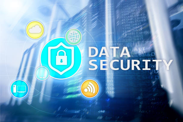 istock Data security, cyber crime prevention, Digital information protection. Lock icons and server room background. 1065341782