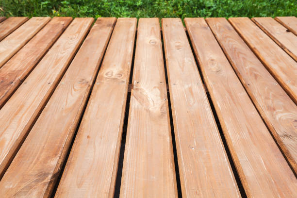 istock Perspective view of wooden boardwalk 1065342156