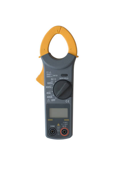 istock Digital clamp meter on white background. High-resistance ohmmeter, voltmeter, ampermeter and thermometer. 1065346606