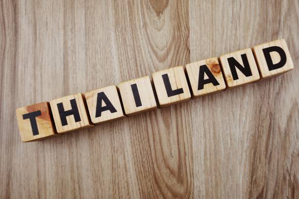 istock Thailand word letters alphabet on wooden background 1065346688