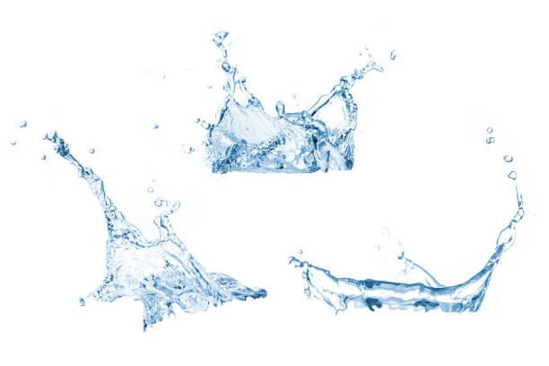 set of water splashes collection - molhado imagens e fotografias de stock