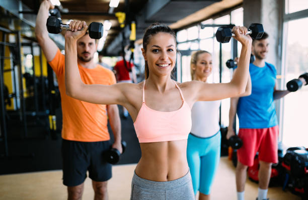istock Group of people have workout in gym 1065348112