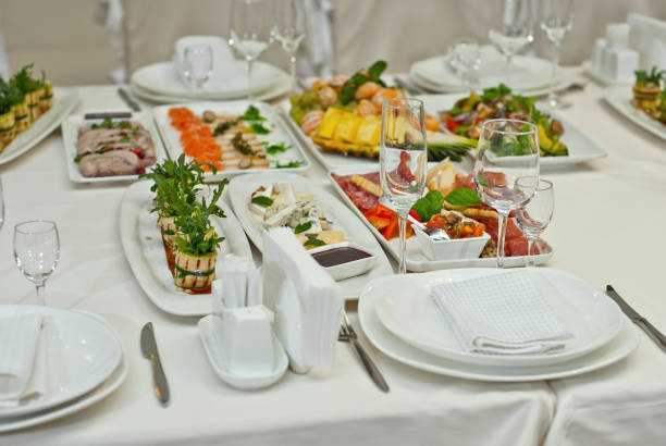 istock delicious dishes on the table in the restaurant. serving table. 1065353212