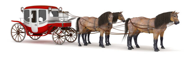istock Four of bay horses pulled into a carriage. 1065354960