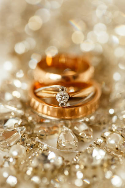 istock A pair of wedding rings with bokeh background 1065357134