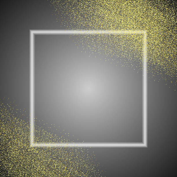 istock Gold dust with white transparent frame on abstract background. Christmas for holiday decorations, cards, invitations. Vector illustration. 1065360308
