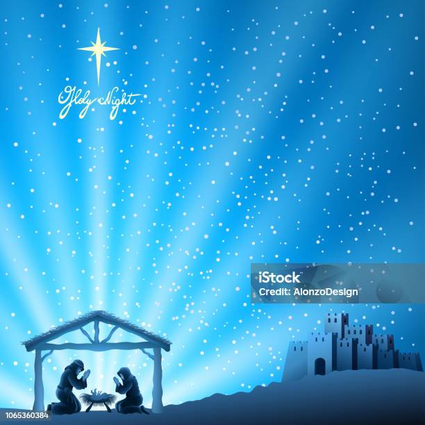 Holy Night Scene Stock Illustration - Download Image Now - Backgrounds, Nativity Scene, Adult