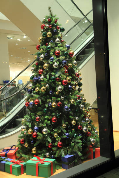 istock christmas tree with color lights and balls 1065362876