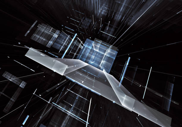 istock Abstract 3D fractal background, texture. Virtual Neon City 1065369626