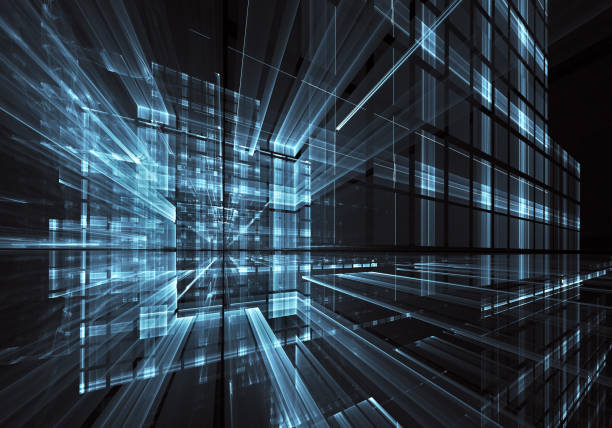 istock Abstract 3D fractal background, texture. Virtual Neon City 1065369770