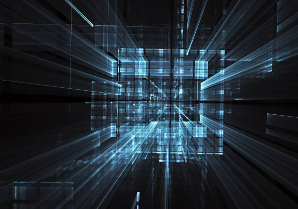 istock Abstract 3D fractal background, texture. Virtual Neon City 1065369850