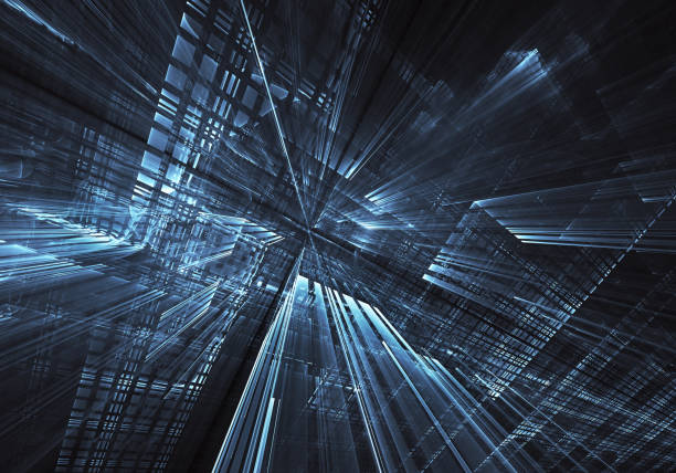 istock Abstract 3D fractal background, texture. Virtual Neon City 1065369928