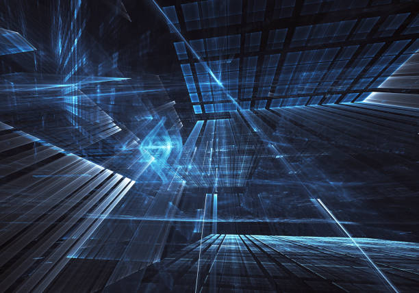 istock Abstract 3D fractal background, texture. Virtual Neon City 1065370422