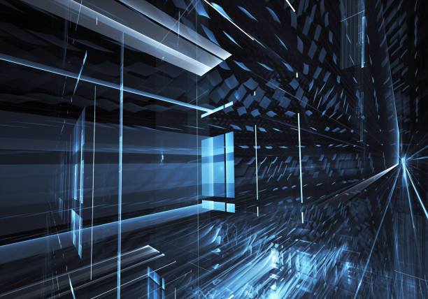 istock Abstract 3D fractal background, texture. Virtual Neon City 1065370454