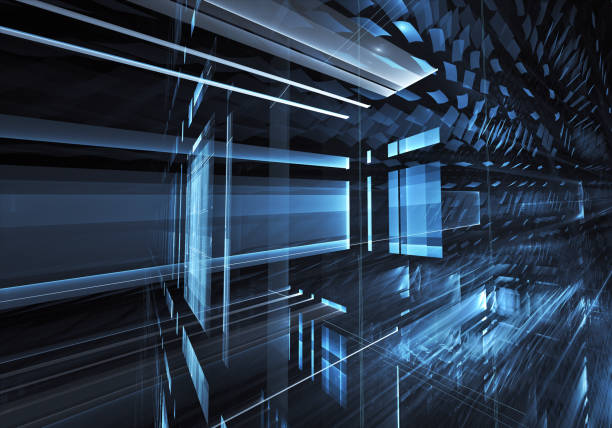 istock Abstract 3D fractal background, texture. Virtual Neon City 1065370546