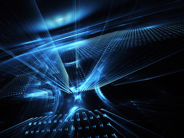 istock Abstract 3D fractal background, texture. Virtual Neon City 1065370856