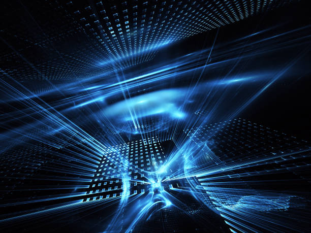 Abstract 3D fractal background, texture. Virtual Neon City