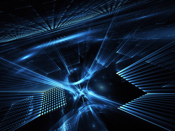 istock Abstract 3D fractal background, texture. Virtual Neon City 1065370884