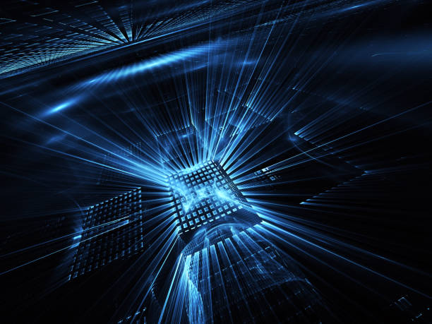 istock Abstract 3D fractal background, texture. Virtual Neon City 1065370892