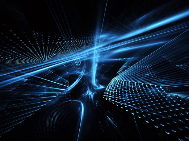 istock Abstract 3D fractal background, texture. Virtual Neon City 1065370900