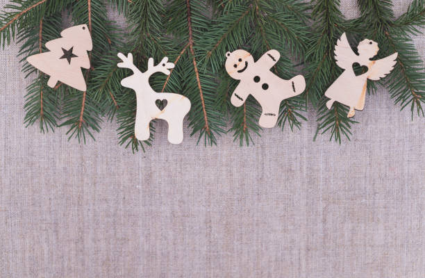 istock Christmas decorations on the vintage linen backgrounds 1065377940