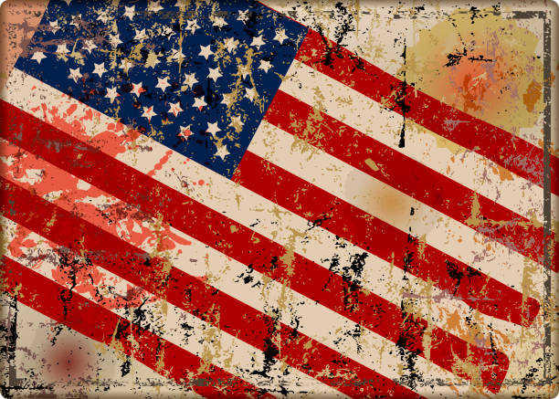 istock old battered grungy USA flag metal sign 1065380676