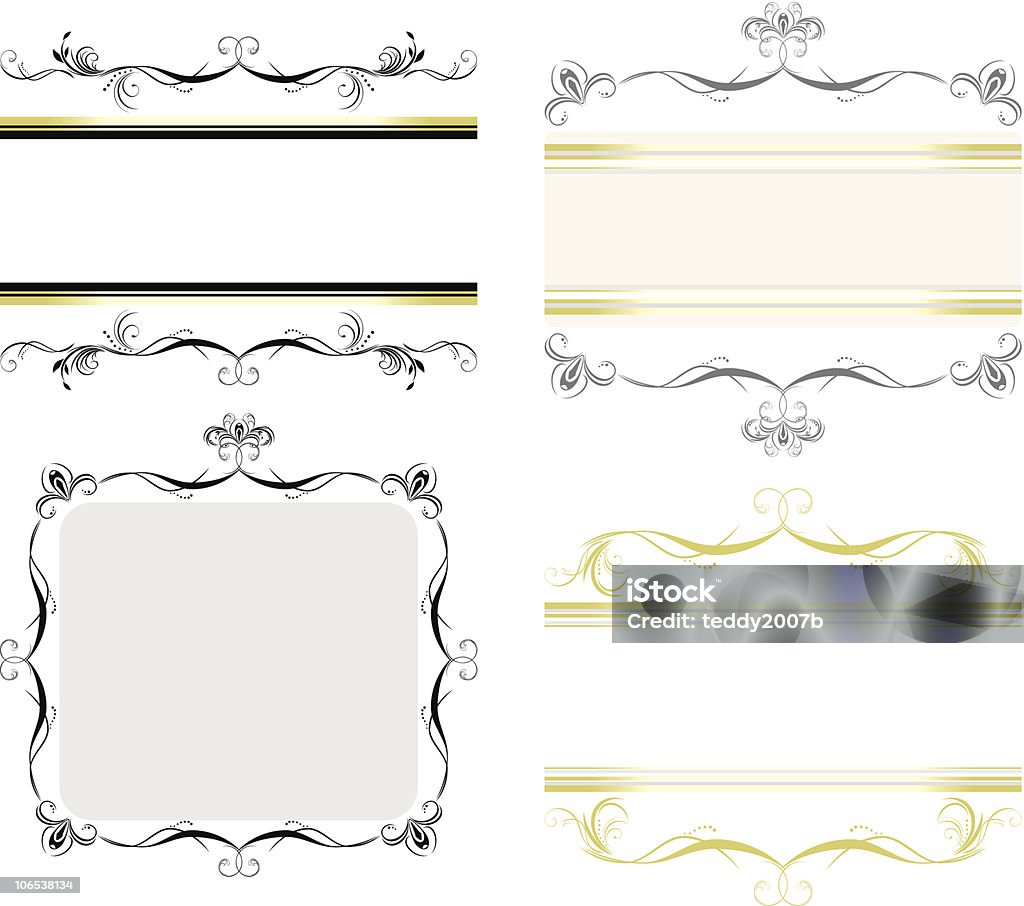 Quatro decorativo floral fronteiras - Vetor de Artigo de decoração royalty-free