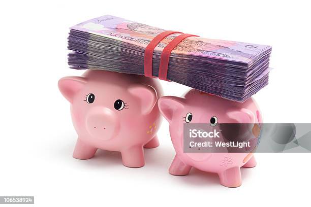 Piggy Banks And Dollar Notes Stock Photo - Download Image Now - Australia, Australian Currency, Bundle