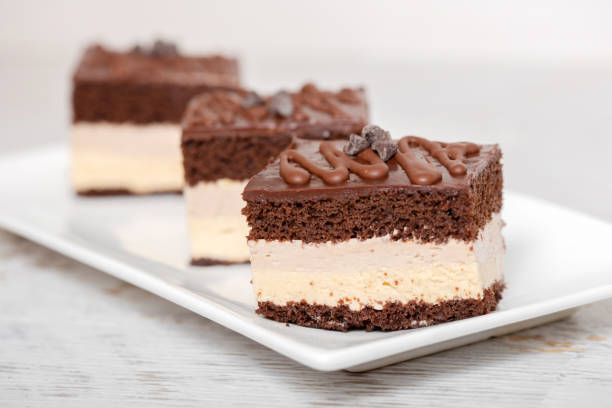 istock Chocolate and cream cake on plate 1065390294
