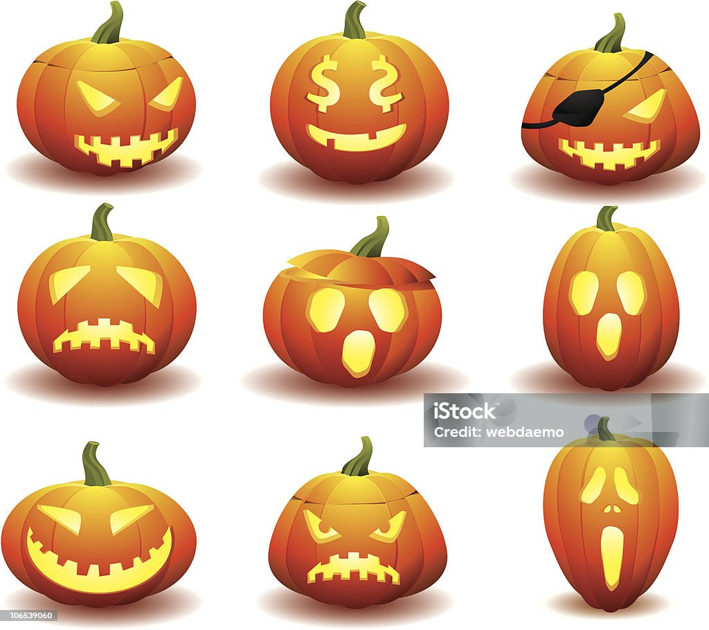 Ensemble-dessus de citrouilles pour Halloween - clipart vectoriel de Automne libre de droits