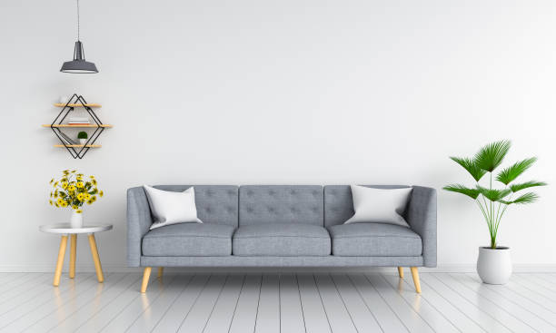 istock Gray sofa in living room for mockup, 3D rendering 1065391782