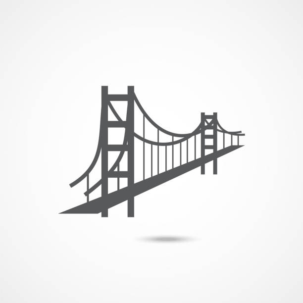 illustrazioni stock, clip art, cartoni animati e icone di tendenza di icona di golden gate bridge - ponte