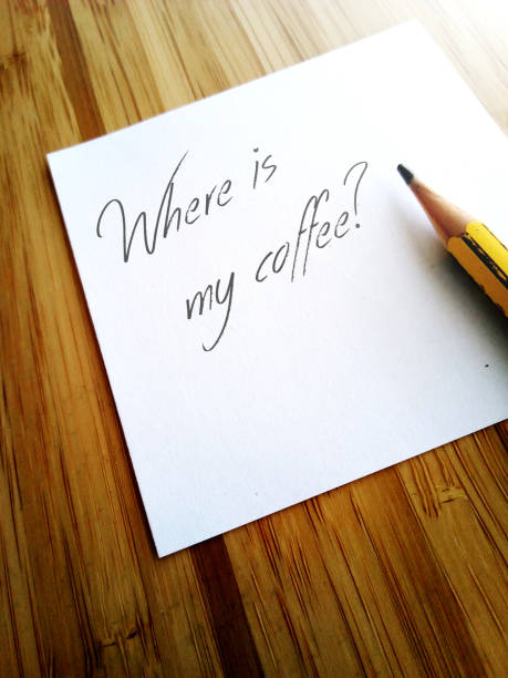 istock White note and pencil, Where is my coffee? 1065397426