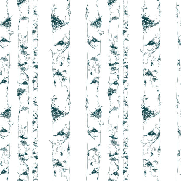 seamless vector pattern with birch forest on a white background seamless vector pattern with birch forest on a white background, textured birch bark, handmade graphic pattern for wallpaper birch bark background stock illustrations