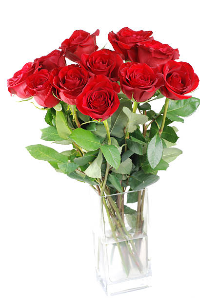 istock Red roses in a glass vase 106539941