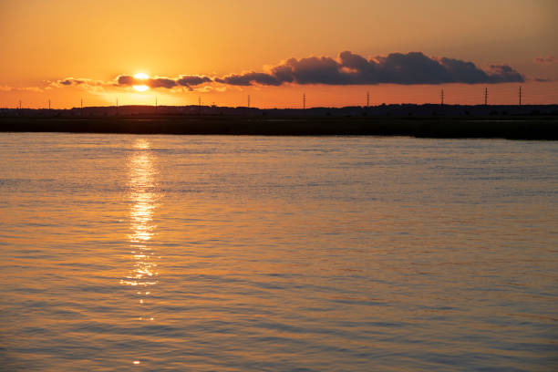 Sunset over water at Chincoteague Island, Virginia, USA