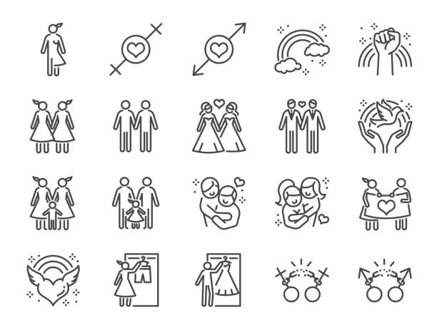 ilustrações de stock, clip art, desenhos animados e ícones de lgbt or glbt icon set. included the icons as gay, lesbian, bisexual, gender, lover, couple, marriage and more. - bi sexual illustrations