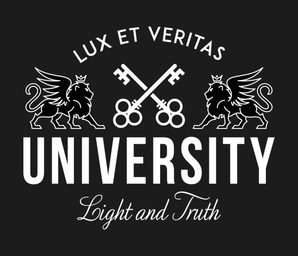 大学の光と黒地に白の真実 - heraldic griffin sword crown点のイラスト素材／クリップアート素材／マンガ素材／アイコン素材