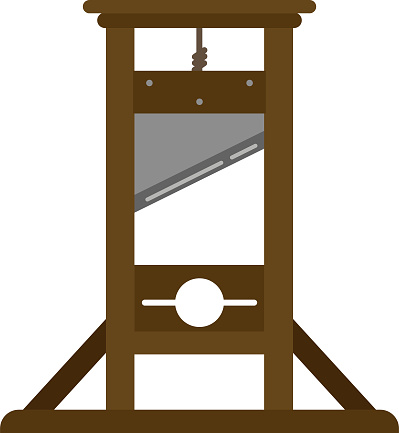 vector flat-style image of the wooden medieval guillotine