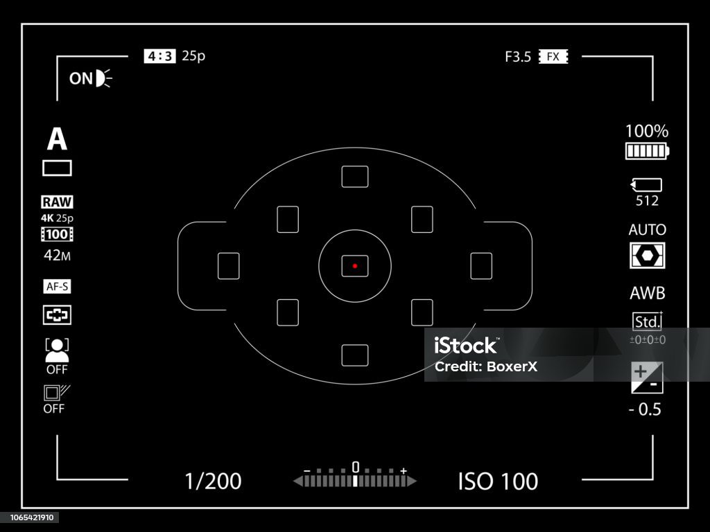 Camera Text Focus Pattern Modern Digital Video Camera Focusing Screen With Settings Template ...