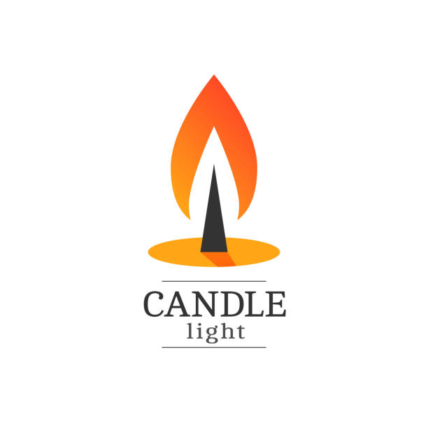 Candle light logo Burning candle vector logo. Flat style illustration of a burning fire. Isolated on white background. candle illustrations stock illustrations