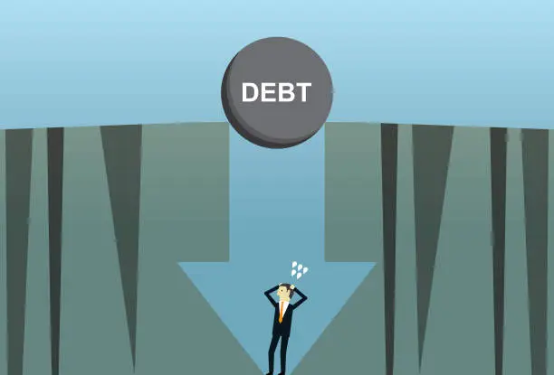 Vector illustration of Debt physical