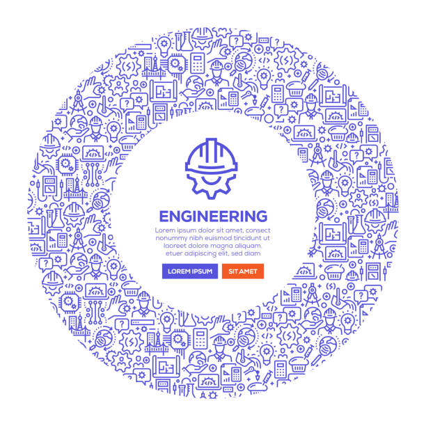 ilustraciones, imágenes clip art, dibujos animados e iconos de stock de bandera de ingeniería - drawing compass machine part engineering plan