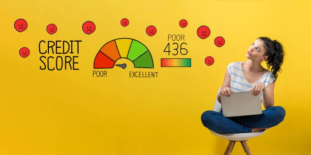 istock Poor credit score with woman using a laptop 1065443922