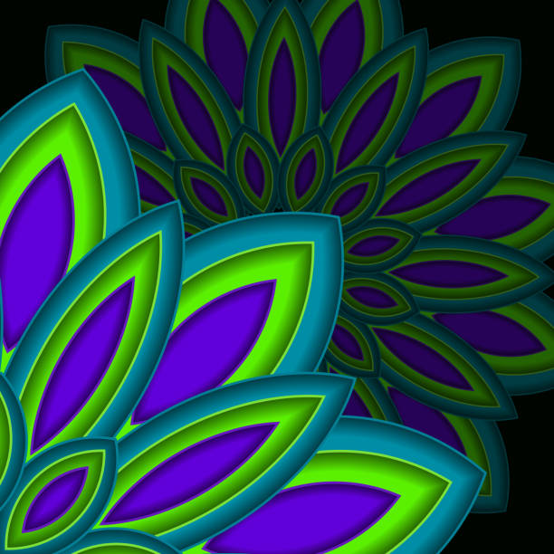 istock Bright colorful mandala, floral emblem, round ornamental dark background. Geometric pattern. Vector illustration 1065447168