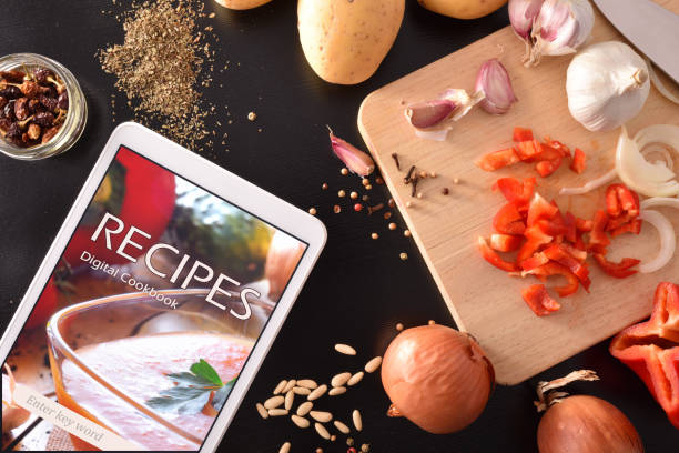 istock Digital cookbook app concept in tablet for cooking 1065447794