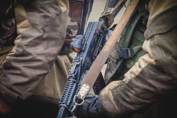 istock AK-47 with collimator sight at the special forces soldier 1065453202