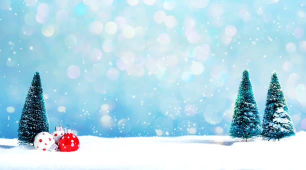 istock Christmas trees and little bauble ornaments 1065457902